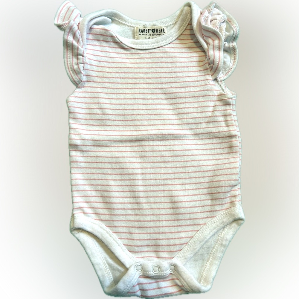 Rabbit Bear Pink Striped Onesie